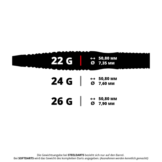 Das Bild zeigt einen BT0160 Bullet Poison Steeldart mit 22g Gewicht. Der Steeldart ist schlank und metallisch gestaltet.