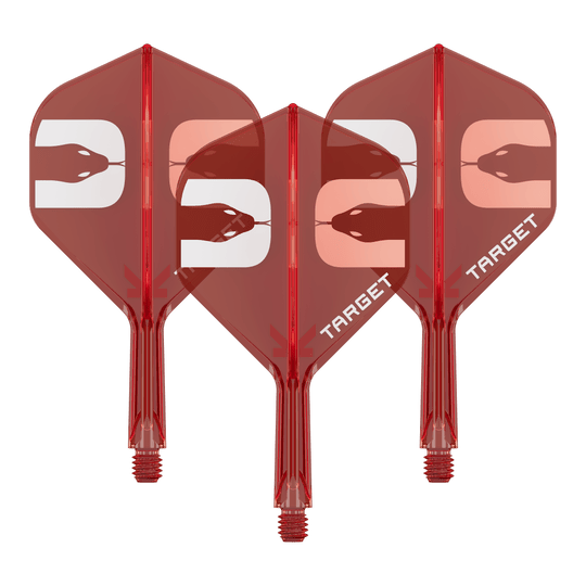 Zu sehen ist ein Dart-Flight-System-Set. Es handelt sich um das Target K-Flex Nathan Aspinall No2 Standard Flight-System mit einer Länge von 19mm.