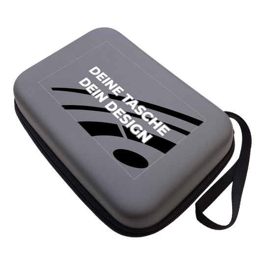 System-4 Dartcase mit Deinem Design Zu sehen ist ein McDart System4 Dartcase in Grau. Das Etui befindet sich in geschlossener Ansicht.
