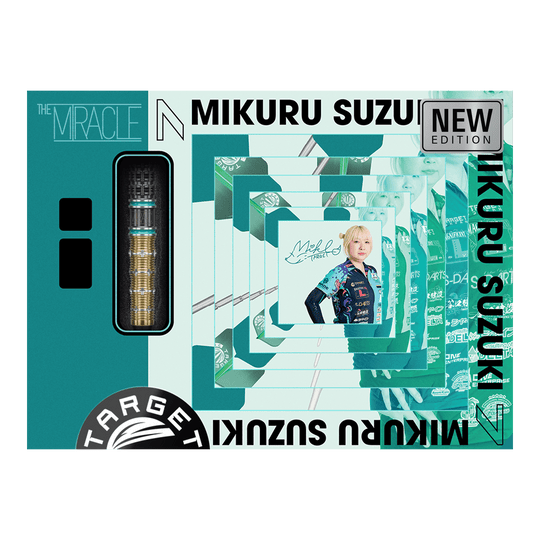 Target Japan Mikuru Suzuki The Miracle GEN7.5 Swiss Point Steeldarts Das Bild stellt die Target Japan Mikuru Suzuki The Miracle GEN7.5 Swiss Point Steeldarts dar. Die Steeldarts überzeugen durch einen modernen Look und zuverlässige Spielbarkeit.