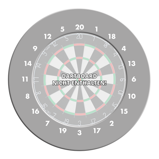 Cadre de cible de fléchettes avec chiffres HD - Couleurs personnalisées Ein Dartboard Surround in Grau ist auf dem Bild zu sehen. Es bietet Schutz und eine neutrale Optik für das Dartboard.