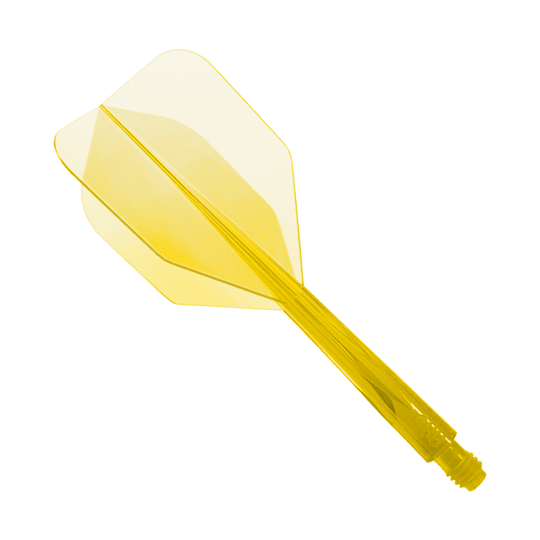 Condor Ax Clear Yellow Flight System Small - XL - 37,5 mm Das Bild zeigt das Produkt "Condor Axe Clear Yellow Flight-System Small - XL - 37,5 mm". Es handelt sich um einen gelben, transparenten Flightschaft für Dartpfeile.
