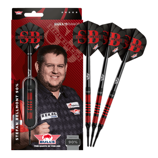 Dardos blandos Bulls NL Stefan Bellmont, 90 unidades, 20 g Auf dem Bild sind die Bulls NL Stefan Bellmont 90 Softdarts - 20g komplett zu sehen. Diese Darts bieten Präzision und gute Spielbarkeit.