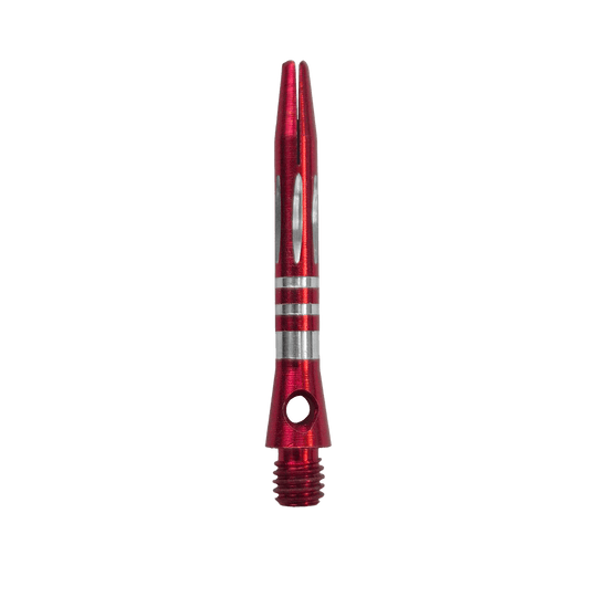 Ringed Diamond Cut Aluminium Shafts - Rot - 35 mm Zu sehen ist der Ringed Diamond Cut Aluminium Shafts - Rot - 35 mm. Der Schaft ist aus rotem Aluminium gefertigt und besitzt eine strukturierte Oberfläche.