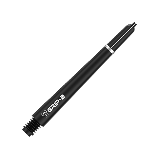 BS55051_Bulls_B-Grip-2_SL_Shafts_Schwarz_48mm_2 Das Bild zeigt den Bulls B-Grip-2 SL Shaft in Schwarz. Der Schaft ist schlank, schwarz und hat eine weiße Schrift mit dem Produktnamen.