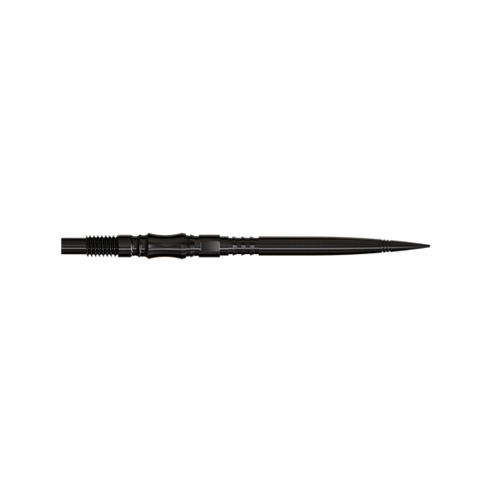 Dartspitzen der Axis Black Elite Serie in 35mm sind zu sehen. Die Spitzen sind schlank und dunkel.