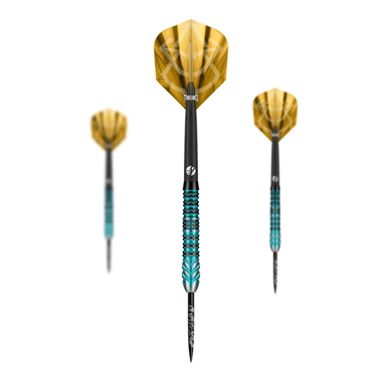 Ocelové šipky Shot Alchemy Volta Abgebildet ist das Shot Alchemy Volta Steeldarts-Set. Es handelt sich um ein Set von Steeldarts für Dartspieler.