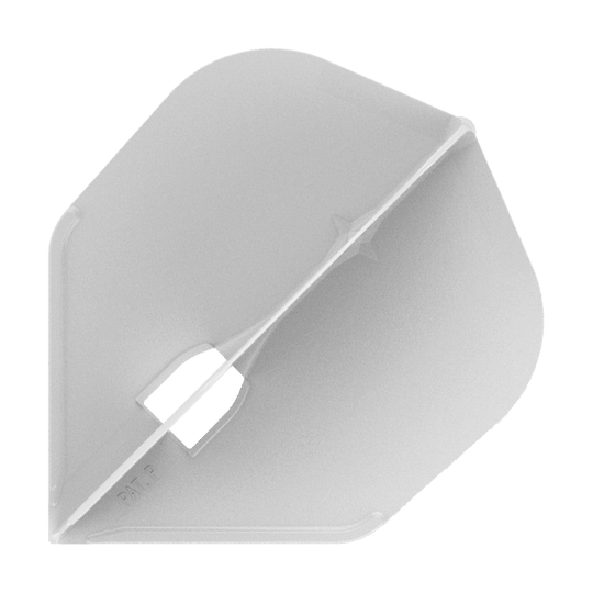 L-Style Champagne L3PRO Shape Flights Dies ist ein weißes, transparentes Dart-Flügel (Flight) in klarer Ausführung. Es hat eine klassische, leicht eckige Form und besteht aus Kunststoff.