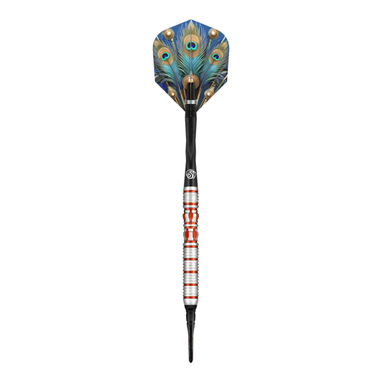 Dardos blandos Juno del Imperio Romano Dies ist ein Softdart aus der Serie "Shot Roman Empire Juno". Er hat ein auffälliges Design mit bunten Farben und einem Flight im Pfauenfeder-Look.