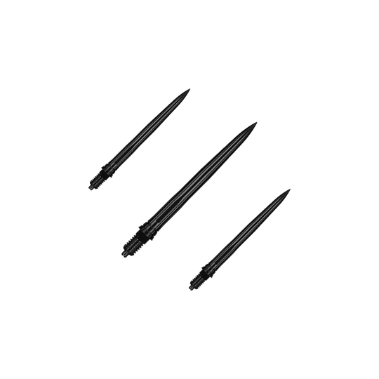 Puntas de dardo Caliburn EZ-EVO - Suaves - Negras Hier sind EVO181 Caliburn EZ-EVO Dartspitzen Smooth Schwarz 28mm als Set dargestellt. Die Dartspitzen sind schwarz und haben eine glatte Oberfläche.