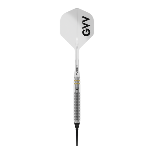 Winmau Gian Van Veen W-MAX Softdarts - 18g Das Bild zeigt Winmau Gian Van Veen W-MAX Softdarts mit 18 Gramm. Die Darts sind im Profil dargestellt.