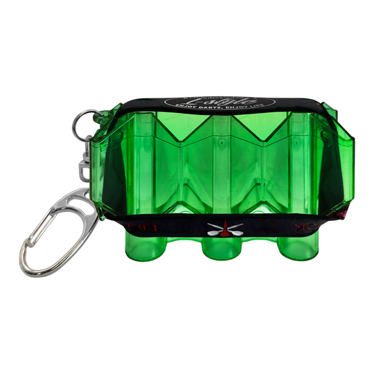 L-Style Krystal Flight Case SP Ein Dartcase in länglicher Form liegt waagerecht und ist halb geöffnet. Der Reißverschluss und die Fächer sind zu sehen.