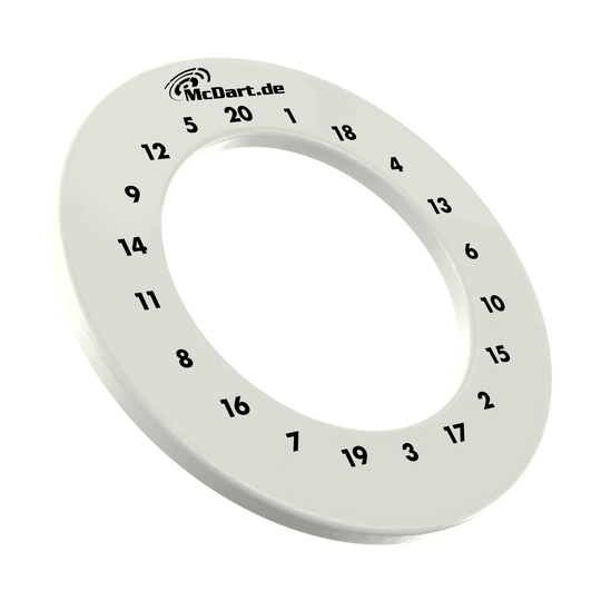McDart HD Zahlen Surround Das Bild zeigt ein weiteres weißes Dartboard-Surround mit Zahlen. Es handelt sich um das Produkt aus dem Dateinamen: DBS-HD-weiss McDart HD Zahlen Surround Weiß.