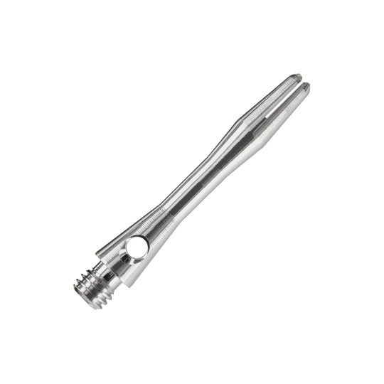 HR369_Harrows_Keramic_Shafts_Gun_Metal_35mm_2 Das Bild zeigt einen Harrows Keramic Shaft in der Farbe Gun Metal. Der Schaft ist aus Metall gefertigt und hat ein glänzendes, silber-graues Aussehen.