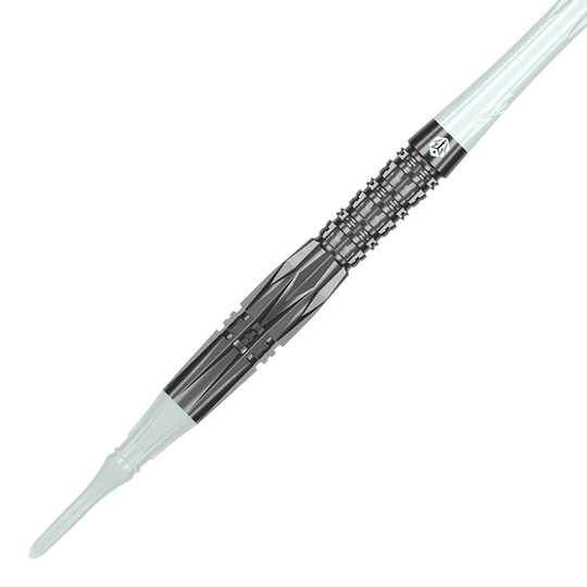 Caliburn Prisma P1 Softdarts - 19g Das Bild zeigt die Caliburn Prisma P1 Softdarts mit einem Gewicht von 19g. Es ist ein modernes Dartprodukt für Freizeit und Turniere.