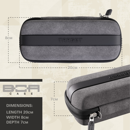 Target BOA Dartcase Dieses Bild zeigt das Target BOA Dartcase Grau Hellgrau aus der Seitenansicht. Das Dartcase ist für sicheren Transport von Darts ausgelegt.