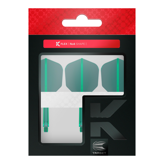 Letový systém Target K-Flex No6 - zelený Zwei Dart-Flights mit identischem Design werden nebeneinander gezeigt. Die Aussagekraft der Linien ist klar zu erkennen.