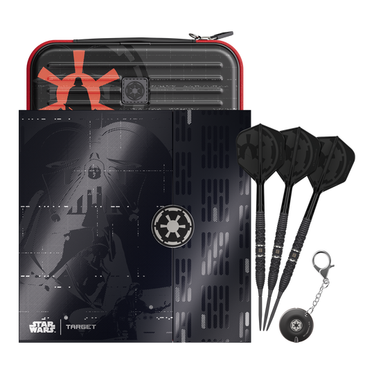 Dardos de acero Target Star Wars Darth Vader 95 Swiss Point Das Bild zeigt die Target Star Wars Darth Vader 95 Swiss Point Steeldarts. Diese Steeldarts sind im Darth Vader Design gehalten.