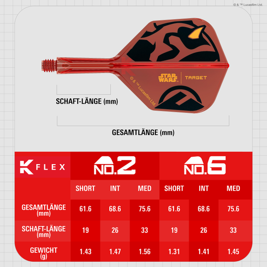 Alette standard Target Star Wars K-Flex Darth Maul No2 Das Bild zeigt die Target Star Wars K-Flex Darth Maul No6 Flights. Die Dartflights sind im Stil von Darth Maul aus Star Wars gestaltet.