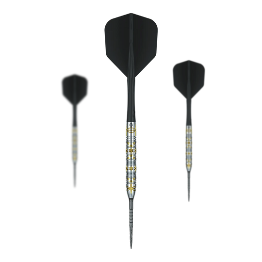Freccette in acciaio Caliburn Halo H1 - 22,5 g Das Bild stellt ein Set der Caliburn Halo H1 Steeldarts mit 22,5 g dar. Das Set eignet sich für professionelle und Hobby-Dartspieler.
