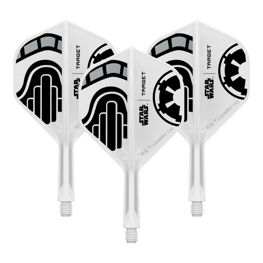 Target Star Wars K-Flex Stormtrooper No2 Standard Flights Abgebildet ist ein Set kurzer Dartflügel mit dem Namen 'Stormtrooper No2 Standard Flights Short 19mm 1Set'. Das Produkt eignet sich für Dartspieler, die besondere Designs mögen.