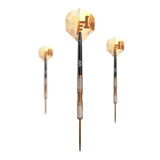 Šipky Bulls NL Bronzo True Convertible Point Steel Darts Abgebildet ist das Set Bulls NL Bronzo True Convertible Point Steeldarts. Mehrere Darts sind im Paket enthalten.