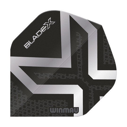 Ailettes standard Winmau Prism Delta Blade X Argent Métallisé n° 2 Dies ist ein Winmau Prism Delta Blade X Metallic Silver No2 Standard Flight. Das Bild zeigt das Produkt in silberner Farbe.