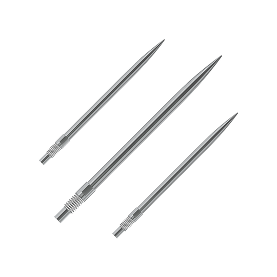Das Bild zeigt vermutlich ein Set silberner Dartspitzen von Harrows, 40mm lang. Der Dateiname lautet 'QP23950_Harrows_QuickPoint_Dartspitzen_Silber_40mm_1Set'.