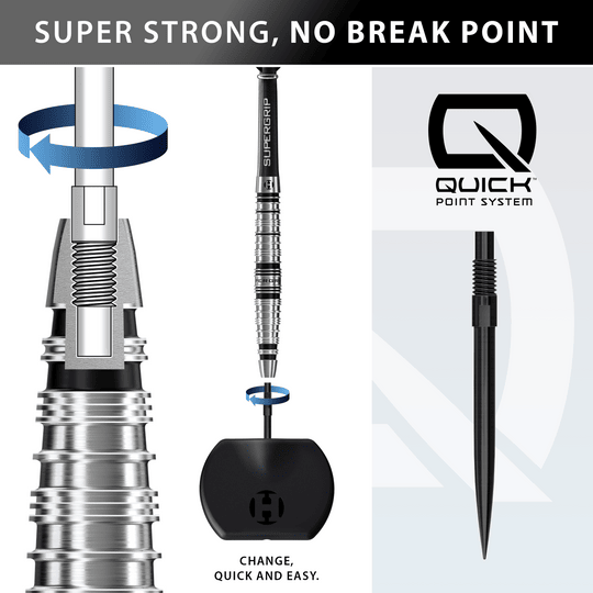 Dardos de acero Harrows Supergrip Torpedo Quick Point Das Bild stellt die Harrows Supergrip Torpedo Quick Point Steeldarts dar. Hier ist ein weiteres Detail des Produkts abgebildet.