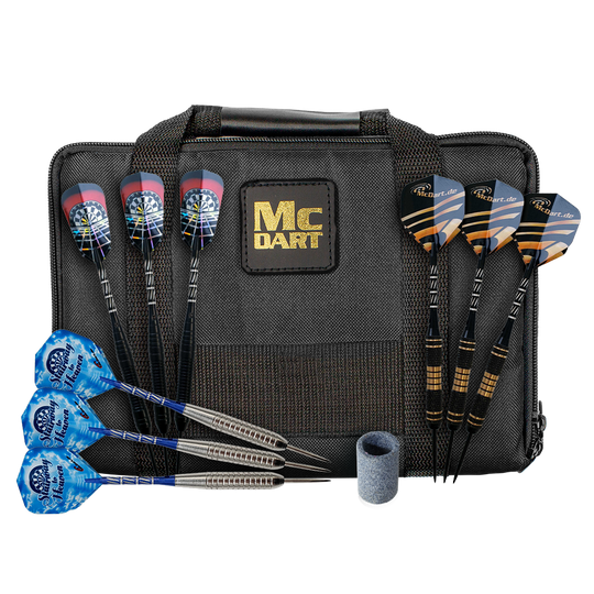 Sac McDart Master avec 9 fléchettes en acier et accessoires