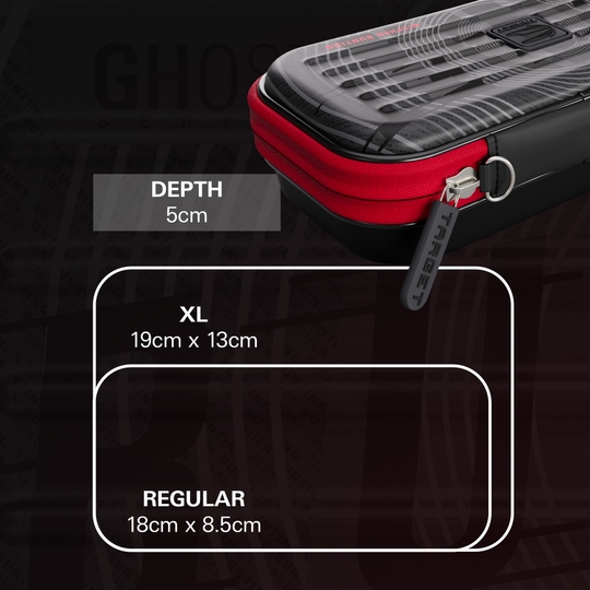 Pouzdro na šipky Takoma Ghost Series Stephen Bunting Das Bild zeigt das Takoma Ghost Series Stephen Bunting Dartcase. Es handelt sich um ein Dart-Etui, das für Stephen Bunting entworfen wurde.