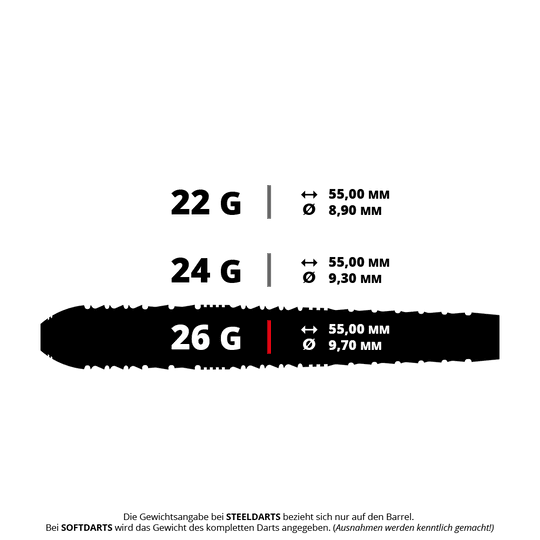 Fléchettes en laiton et acier Ryan Searle Heavy Metal Harrows Zu sehen ist ein Harrows Heavy Metal Ryan Searle Steeldart mit einem Gewicht von 26 Gramm. Dieses Dartprodukt überzeugt durch seine Verarbeitung.