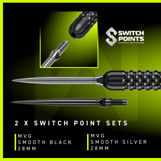 Ocelové šipky Winmau Michael Van Gerwen W-MAX Switch Point Abgebildet sind Winmau Michael Van Gerwen W-MAX Switch Point Steeldarts. Gezeigt wird ein Darts-Set mit speziellem Design.
