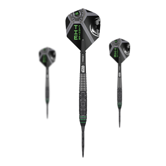 Dardos de acero Target Star Wars Tie Fighter Swiss Point Target Star Wars Tie Fighter Swiss Point Steeldarts sind auf dem Bild zu sehen. Das Produkt wird als Set von Steeldarts dargestellt.