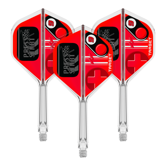 Target K-Flex Press Start No2 Standard Flights Foto von 410586_Target_K-Flex_PressStart_No2_Standard_Flights_26mm_1Set. Es handelt sich wahrscheinlich um ein Set von Dart Flights.