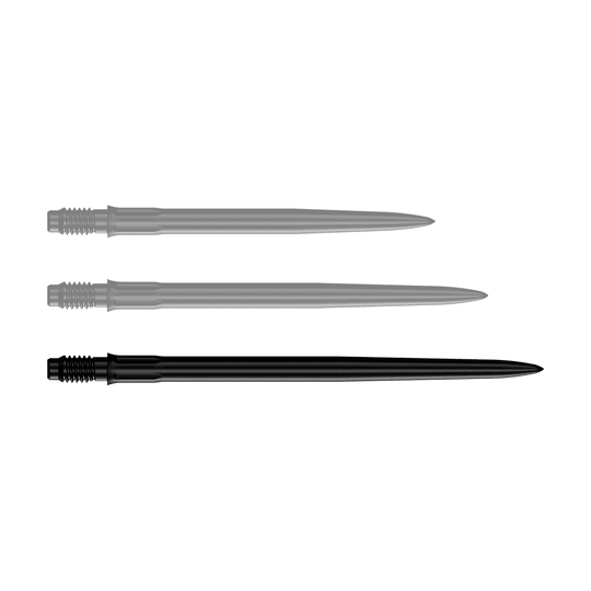 Mission R2.5 Rapid Point SM1 Dartspitzen - Schwarz Abgebildet ist eine einzelne schwarze Dartspitze mit einer Länge von 40mm. Es handelt sich um Mission R25 Rapid Point SM1 Dartspitzen.