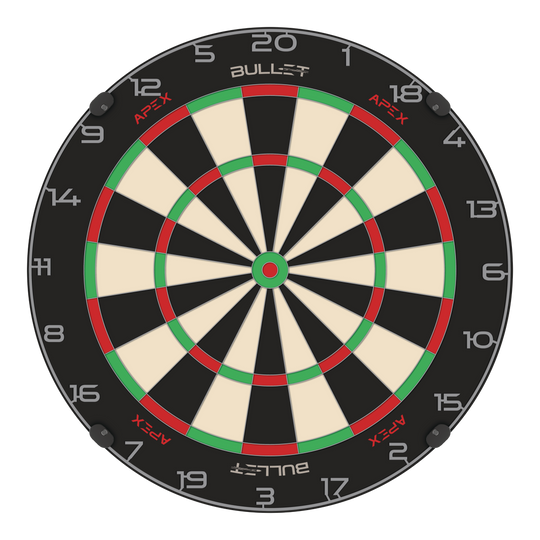 Abgebildet ist das Bullet Apex Steeldartboard. Das Produkt wird deutlich dargestellt.
