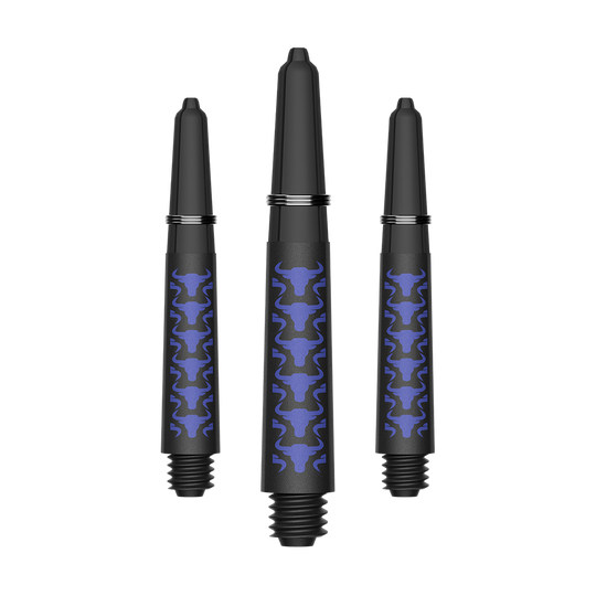 Bulls NL Capo Carbon Shafts - Blue Zu sehen sind BullsNL Capo Carbon Shafts in Blau, Größe Short 34mm. Das Produkt ist ein Set aus Kohlefaser-Dartschäften.