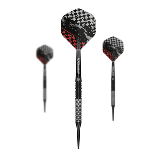 GOAT Finish Line Softdarts - 20g Das Bild zeigt die GOAT Finish Line Tungsten Softdarts mit einem Gewicht von 20g. Die Darts sind für das Softdartspiel konzipiert.