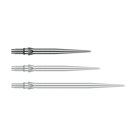 Końcówki do lotek Winmau Switch Point Smooth steel - efekt srebrny Das Bild zeigt eine silberne Steeldartspitze mit glattem Design. Die Länge beträgt vermutlich 26 mm.