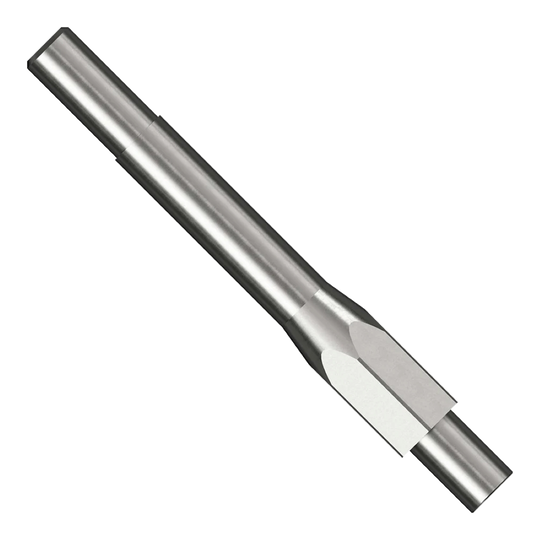Caliburn Repoint Tool Das Bild zeigt das Produkt "Caliburn Repoint Tool". Es handelt sich um ein Metallwerkzeug mit zylindrischer Form und abgeschrägten Kanten.