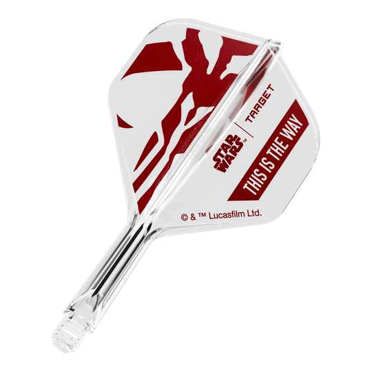 Set Target Star Wars K-Flex Mandalorian No2 Voli Standard Abgebildet ist ein Flight für Darts, inspiriert von Star Wars. Es handelt sich um das Modell 'K-Flex This Is The Way No2 Standard Flights' mit 19mm Größe.
