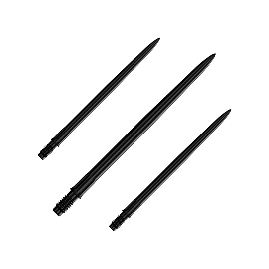 Mission R2.5 Rapid Point SM1 Dartspitzen - Schwarz Das Bild zeigt ein Set schwarzer Dartspitzen mit einer Länge von 40mm. Es sind Mission R25 Rapid Point SM1 Dartspitzen abgebildet.
