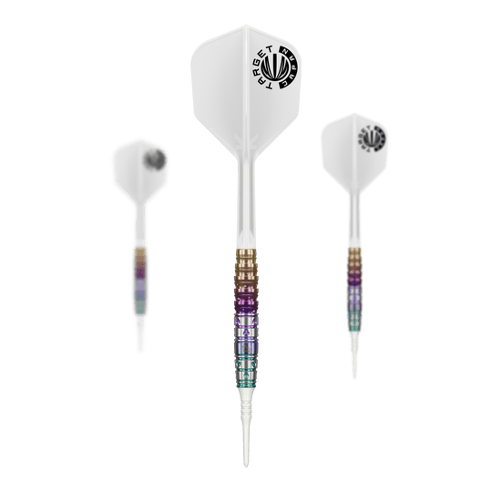 Měkké šipky Target Japan Prime Series Mayuko Morita Mayo GEN7 - 18g Target Japan Prime Series Mayuko Morita Mayo GEN7 Softdarts mit 18g Gewicht sind auf dem Bild zu sehen. Das Produkt ist speziell für Dartspieler entworfen.