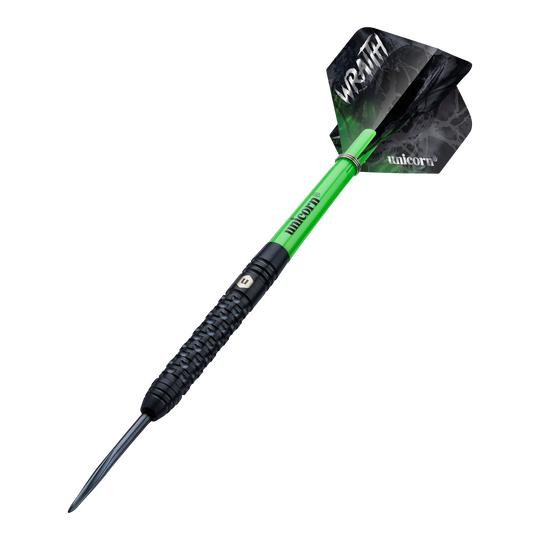 Ocelové šipky Unicorn Wraith Mehrere Unicorn Wraith Steeldarts liegen eng nebeneinander. Details der Oberfläche zeigen sich deutlich.