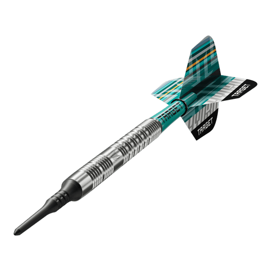 Target Hydro 12 freccette morbide Hier sieht man die Target Hydro 12 Softdarts. Sie eignen sich gut für Freizeit und Wettkampf.