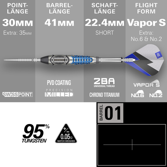 Fléchettes en acier Target Phil Taylor Power X Chrono Swiss Points