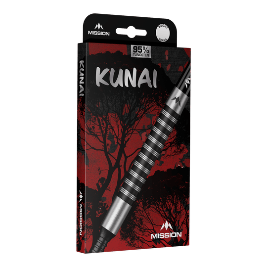 Freccette Mission Kunai in acciaio PVD nero - 23 g Hier wird Mission Kunai Black PVD Steeldarts - 23g dargestellt. Die Steeldarts bestehen aus schwarzem Material und wiegen 23 Gramm.