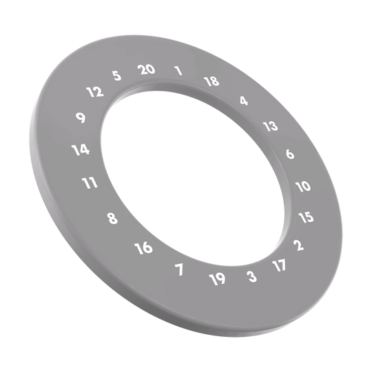 Cadre de cible de fléchettes avec chiffres HD - Couleurs personnalisées Das Bild zeigt ein weiteres graues Dartboard Surround ohne Logo. Es ist eine praktische Ergänzung für jedes Dartboard.