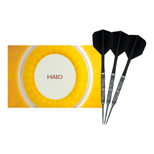Caliburn Halo H3 steel darts - 21.5g Abgebildet sind die Caliburn Halo H3 Steeldarts mit 21,5g als vollständiger Satz. Die Darts werden komplett gezeigt.
